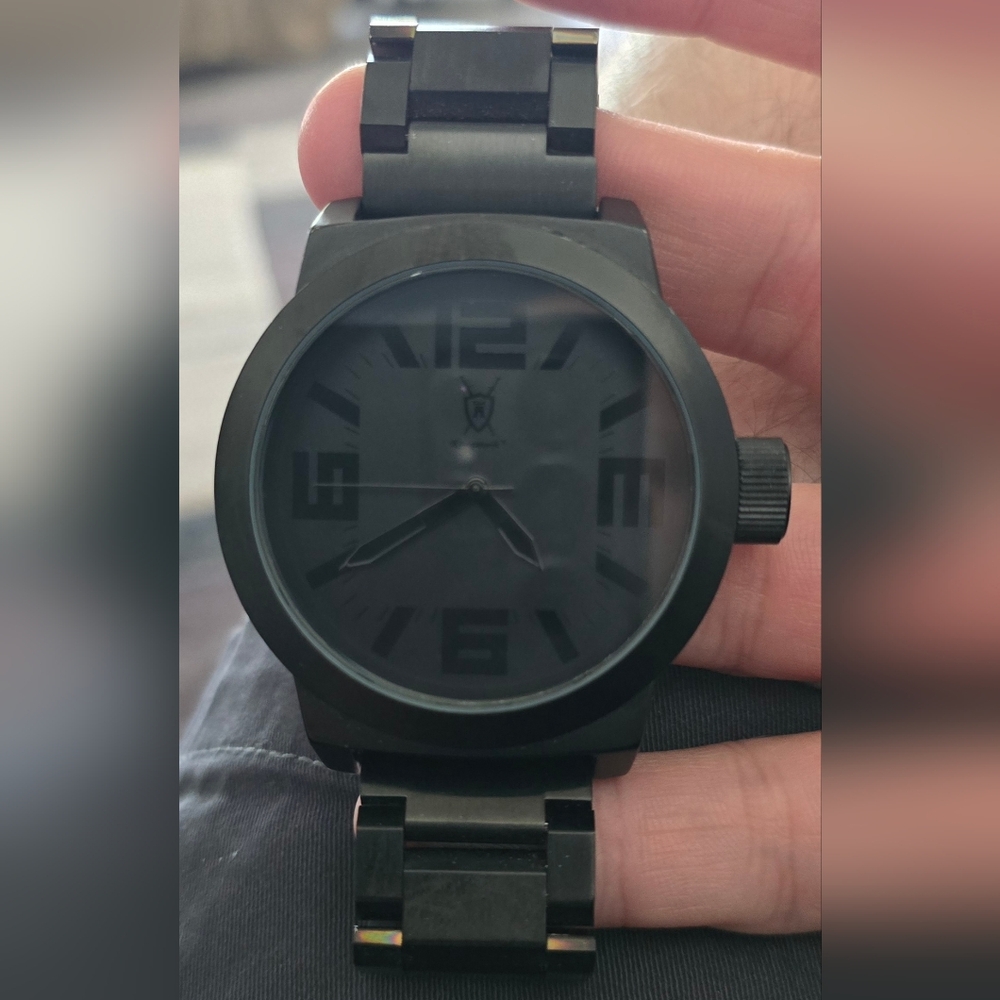 Konigswerk Mens Watch Black Hands, Inner Ring, Steel Band, Dead Battery